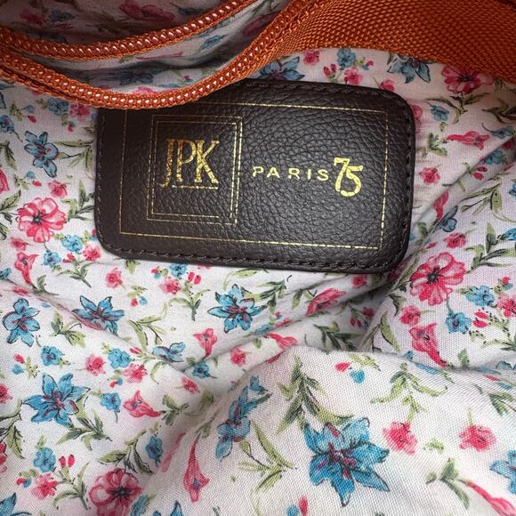 JPK Paris 75 Purse Nylon Bucket Hobo Bag Orange Brown Chunky Large Fall Classy - Picture 16 of 16